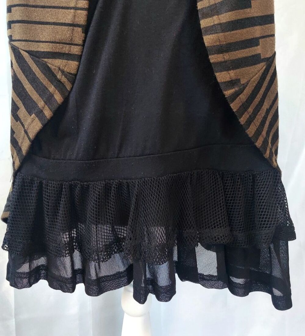 Vintage Dzhavael Couture Dress Brown Black S - Picture 6 of 7